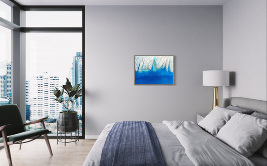Glacier Epoxy Wall Art – Textured 3D Blue Ocean Abstract