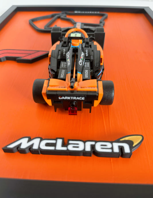 LEGO McLaren F1 Car Framed Display – Formula 1 Wall Art for McLaren Fans