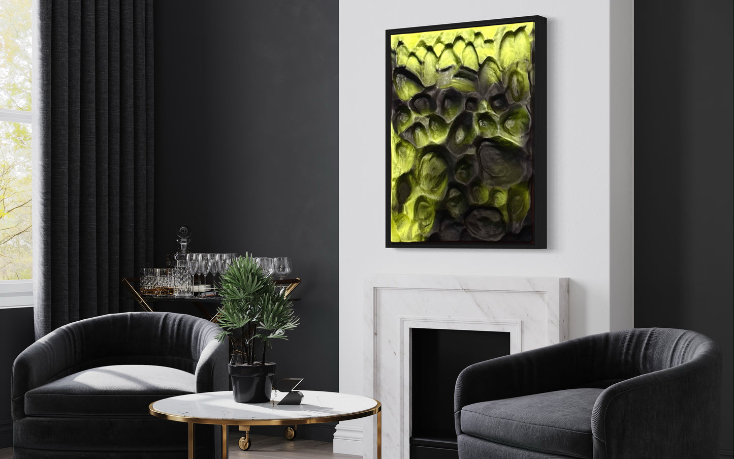 Textured 3D Wall Art – Iceland Inspired Green Black Dunes