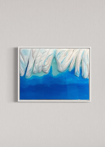 Glacier Epoxy Wall Art – Textured 3D Blue Ocean Abstract