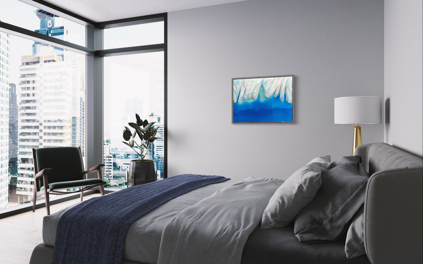 Glacier Epoxy Wall Art – Textured 3D Blue Ocean Abstract