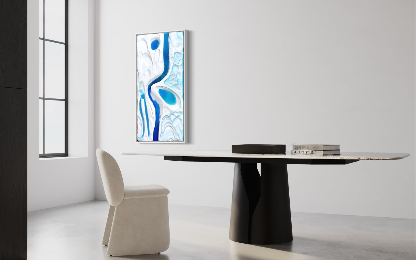 Iceland Glacier Inspired Epoxy River Artwork - White Abstract Landscape Wall Art