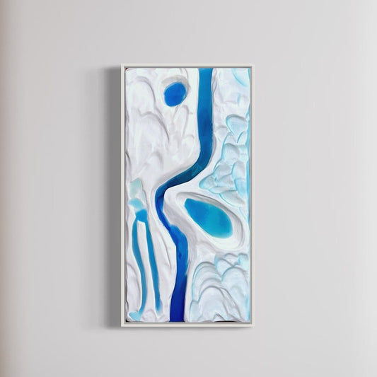 Iceland Glacier Inspired Epoxy River Artwork - White Abstract Landscape Wall Art