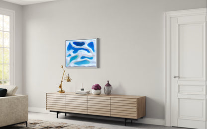 3D Textured Iceland Landscape Wall Art – White Dune Abstract with Blue Resin Lakes