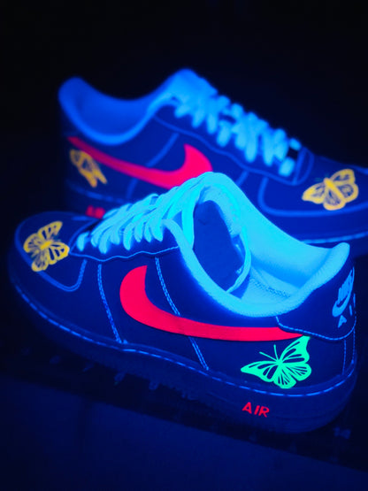 Custom Nike Air Force 1 Low “Neon Butterfly UV Edition”